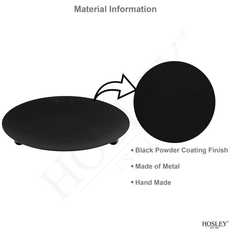 Hosley Set of 2 Black Iron Pillar Candle Holder Plates â€“ 7-Inch Decorative Round Trays for Pillar Candles â€“ Ideal for Weddings, Special Occasions, Home DÃ©cor, and Pedestal Displays - Image 4